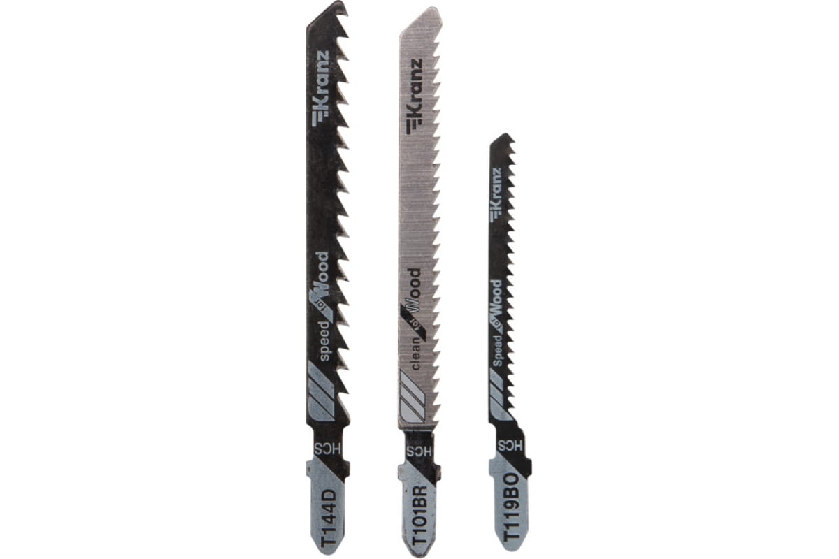 Пильные полотна Kranz №3 KR-92-0322, 3шт, T144D/T101BR/T119BO, дерево быстро/чисто обратный/фигурно