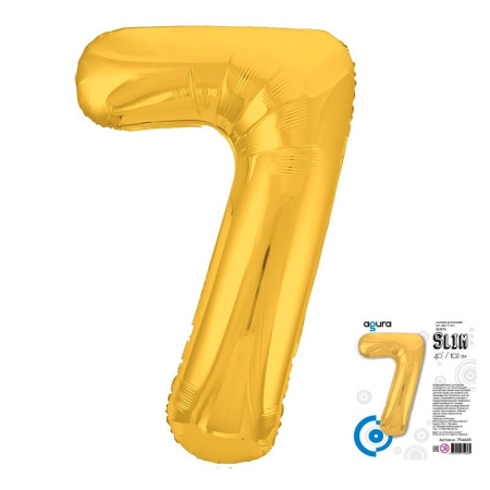 Цифра надувная "7 Золото Slim" 102см, фольгированная (754665)