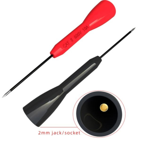 Насадка на щуп Cleqee P30038, игла 2мм, черный+красный