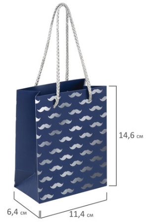 Пакет подарочный "Man Style" 11,4x6,4x14,6см, синий, Золотая Сказка 608243