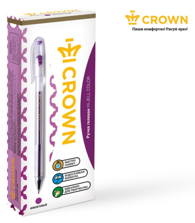 Ручка гелевая CROWN "Hi-Jell Color" 0,7мм., фиолетовая (HJR-500HB)