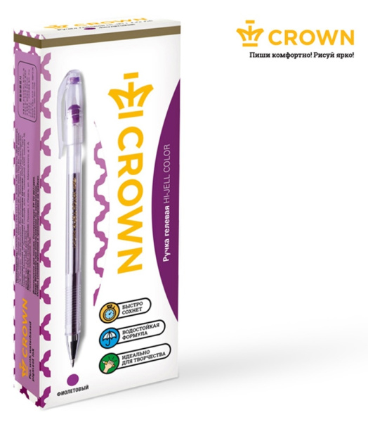 Ручка гелевая CROWN "Hi-Jell Color" 0,7мм., фиолетовая (HJR-500HB)