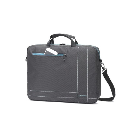 Сумка_для_ноутбука 15"-15.6" CONTINENT CC-201_GB серая_с_голубой_отстрочкой