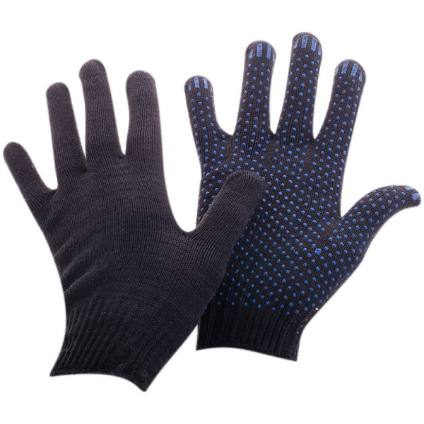 Перчатки ХБ "Точка" с ПВХ OfficeClean 4 нити, черный, 43-45г, 116текс (224554)