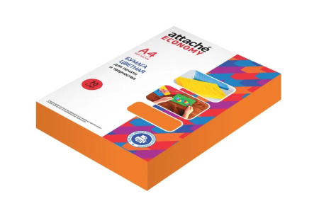 Бумага цветная А4 500л. Attache "Economy" 80г/м2,  интенсив., оранжевый 1591464