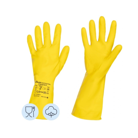 Перчатки хоз. латексные VILEDA Contract, желтый, размер L (174325/515177)