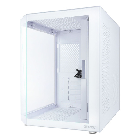 Корпус mATX Б_БП Ginzzu V220 Ginzzu V220 (USB3.0,Audio,белый,"стеклянный куб")