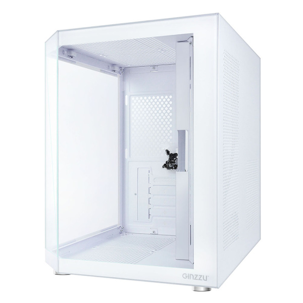 Корпус mATX Б_БП Ginzzu V220 Ginzzu V220 (USB3.0,Audio,белый,"стеклянный куб")