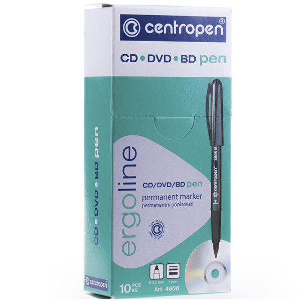 Маркер для CD/DVD Centropen "4606" 1 мм., черный (6 4606 0112)