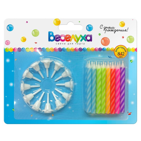 Свечи для торта Веселуха "Неон" 24шт. (620100.C09)