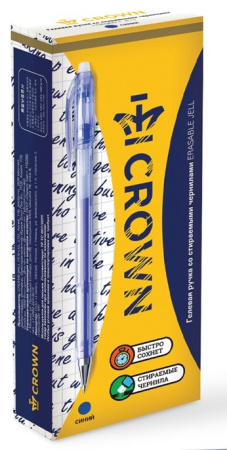 Ручка пиши-стирай Crown "Erasable Jell" синяя, 0,5мм (EG028)