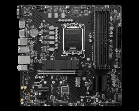 Мат.плата S1700 B760 MSI PRO B760M-P DDR4 (mATX,4DDR4,2M.2,PCI-E16,2PCI-E,VGA,DP,HDMI,PC4800)