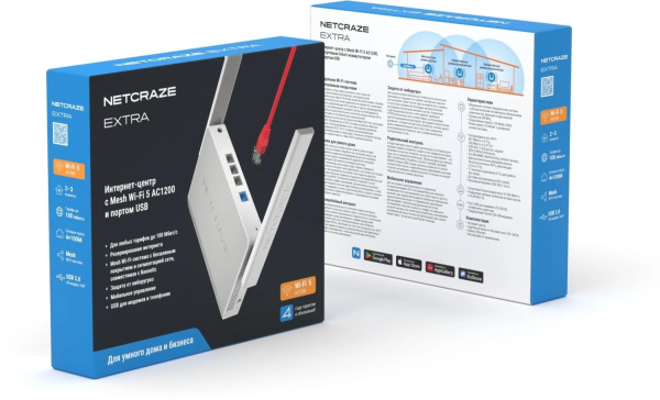 Маршрутизатор Netcraze Extra (NC-1714) 802.11n/ac 867+300_Mbps 2.4 /5 Ггц 4xLAN 1*USB 3G/4G
