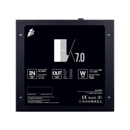 Блок питания 700Вт 1STPLAYER FK 700W (APFC,120мм,2PCI,6SATA)[PS-700FK]