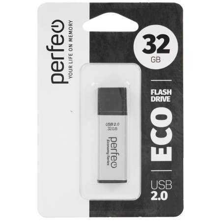 Флеш-накопитель USB2.0 32Gb Perfeo E03 (PF-E03S032ES) серебристый
