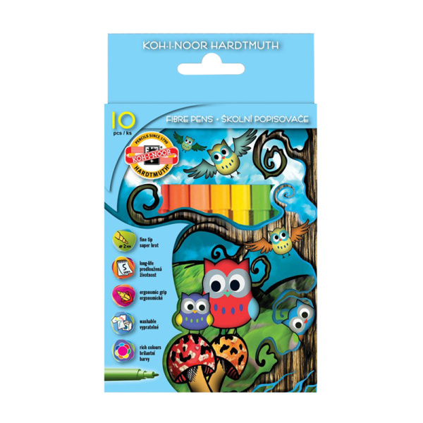 Фломастеры 10цв. Koh-I-Noor "Owls" трехгранные (771012AJ02KS)