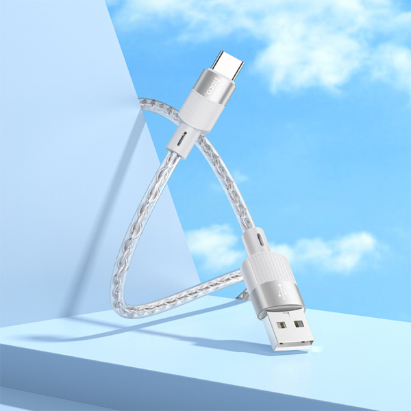Кабель USB Type-C (m) - USB(m) HOCO X99 1м 3A, прозрачный/серый