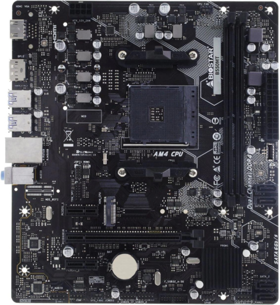Материнская плата Biostar B550MT Soc-AM4 AMD B550 2xDDR4 mATX AC`97 8ch(7.1) GbLAN RAID+HDMI+DP