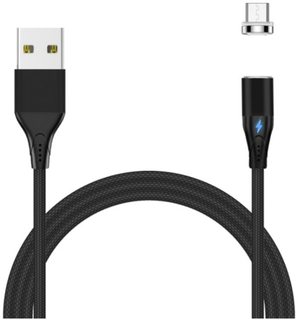 Кабель MicroUSB(m) - USB(m) Jet.A, 2м, магнитный коннектор,3А,тканевая оплетка, черный (JA-DC28)