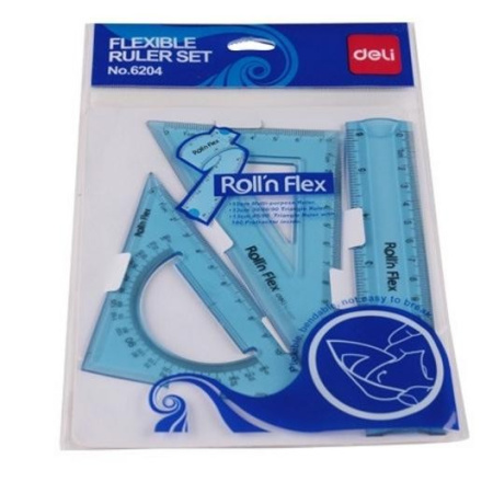 Набор чертежный DELI 3 предм., пластик, гибкий (E6204)