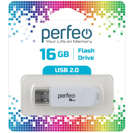 Флеш-накопитель USB2.0 16Gb Perfeo C03 (PF-C03W016) Белый
