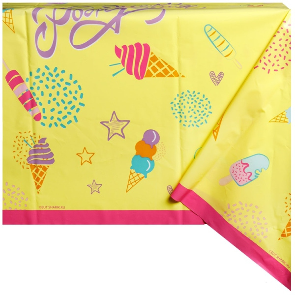 Скатерть "С Днем рождения. Мороженое" 130*180см (1502-5734)