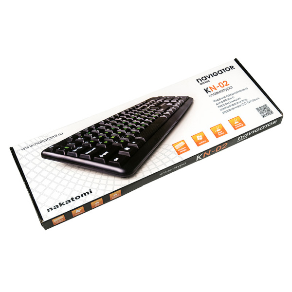 Клавиатура USB Nakatomi Navigator  KN-02U мембранная, 104 клавиш, Black