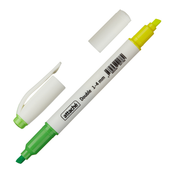Маркер текстовыделитель Attache "Double" желтый/зеленый 1-4 мм (958564)