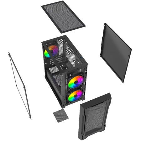 Корпус mATX Б_БП Powercase Mistral Micro X3B ARGB (USB, Audio,TG, 3x120mm ARGB, черный)[CMMXB-A3]