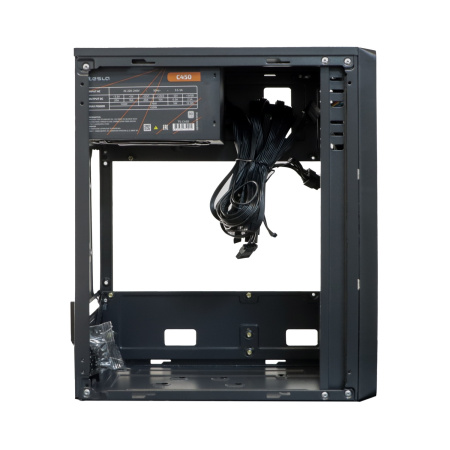 Корпус mATX 450w TESLA 1708BM (2*USB2.0,Audio,черный,БП TESLA C450 80+ с плоскими проводами!)[TSL-1708-450W-BM]