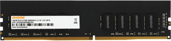 Память DDR4 16Gb 2666MHz Digma DGMAD42666016D RTL PC4-21300 CL19 DIMM 288-pin 1.2В dual rank Ret