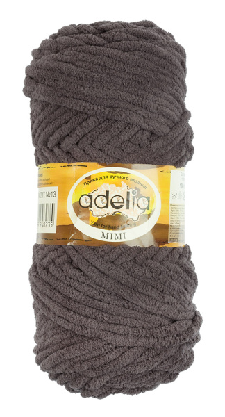 Пряжа ADELIA "MIMI" 100% полиэстер 1 шт. х 100 г 80 м ± 4 м №13 т.серый