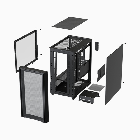 Корпус mATX Б_БП XASTRA A400M 3FRGB Black (USB3.0,Audio,TG,черный,Mesh,2х140мм+1х120мм FRGB,CPU Cooler до 175мм, VGA до 305мм)[A400M-2FC14F-1FC12F]