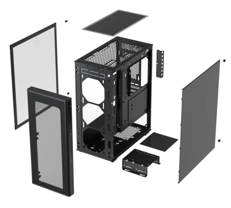Корпус mATX Б_БП XASTRA A300M 4ARGB-C6 Black (USB3.0,Audio,черный,Mesh,4х120мм ARGB+ARGB PWM HUB 6ports,CPU Cooler до 160мм, VGA до 340мм)