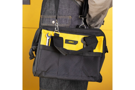 Сумка-саквояж для инструментов Deli DL-P1   300 x 230 x 250мм, 14 карманов, плечевой ремень, ткань Оксфорд 600D
