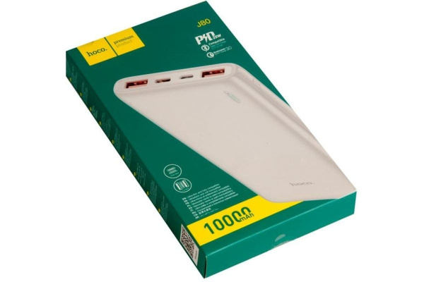 Аккумулятор внешний 10000_mAh HOCO J80 20W/2 USB 3.0/Micro/Type-C (белый)