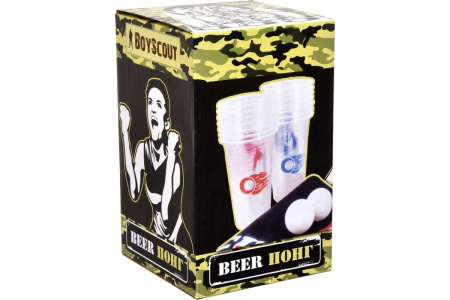 Beer - Понг Boyscout, в комплекте игровое поле 137x41, 14 пластиковых стаканов, 2 мячика (61476)