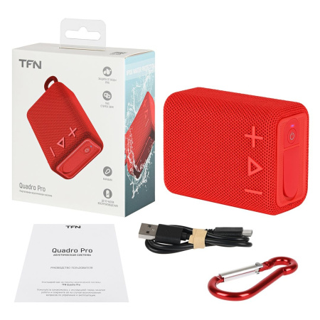 Портативная колонка TFN TWS Quadro Pro, Bluetooth 1x5Вт 1800mAh красный