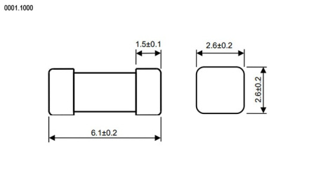 Предохранитель SMD 1808 (2410)  0.1а, 125в, быстрый, Ruichi 0001.1002