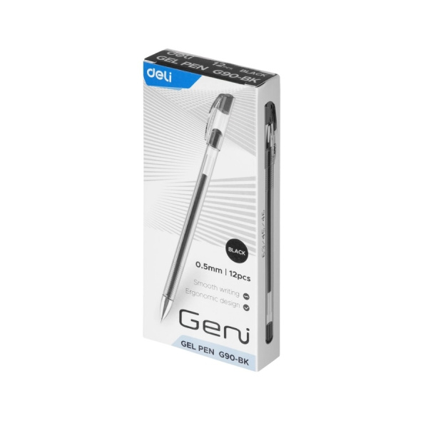 Ручка гелевая DELI "Geni" черная 0,5 мм (EG90-BK)