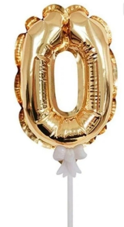 Шар воздушный 18см. ПОИСК "Цифра 0",  золотой, фольгированный (6059477)