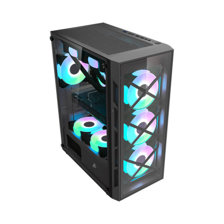 Корпус ATX Б_БП 1STPLAYER FIREBASE XP-G (USB, Audio,TG,4x120mm LED,черный)[XP-G-BK-4F1]