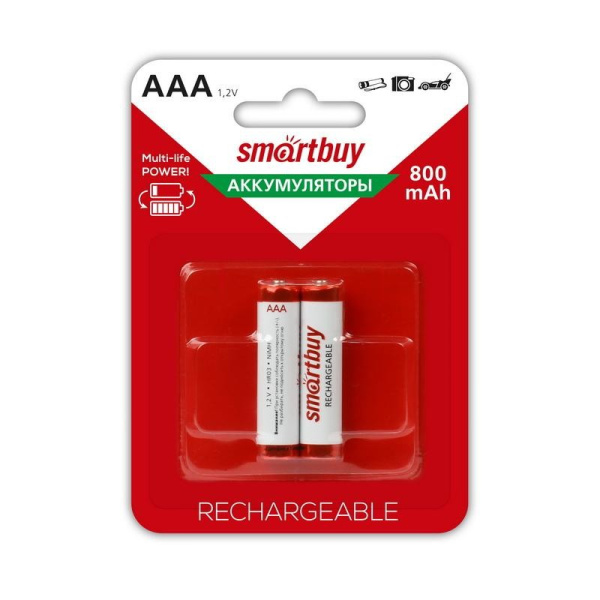 Аккумулятор Ni-MH AAA Smartbuy 800mAh/1.2в блистер 2шт. (SBBR-3A02BL800)