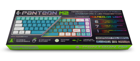 Игровая клавиатура USB Jet.A Panteon M2 c LED подсветкой, мембранная, 68 клавиши, голубая белая