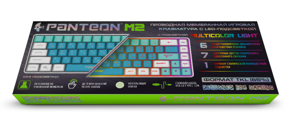 Игровая клавиатура USB Jet.A Panteon M2 c LED подсветкой, мембранная, 68 клавиши, голубая белая