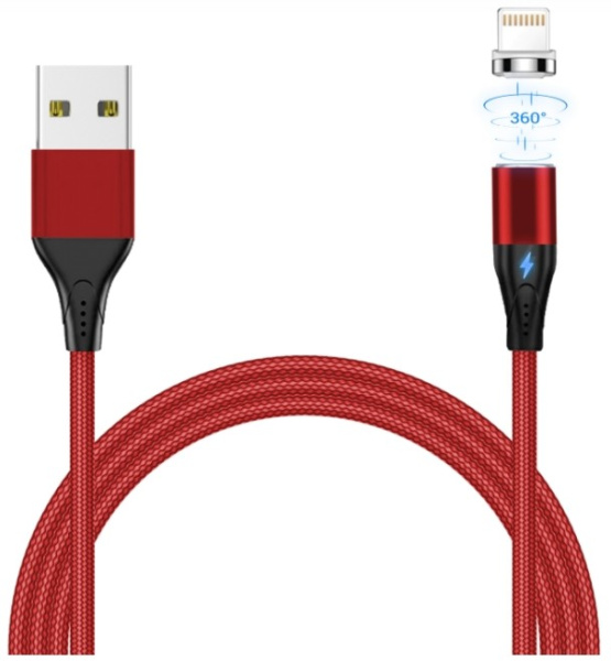 Кабель Lightning (m) - USB(m) Jet.A, 2м, тканевая оплетка, красный (JA-DC48)