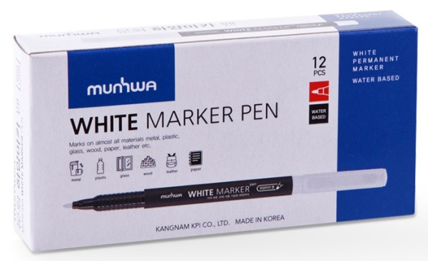Маркер перманентный MunHwa белый 1мм (WPM-05)