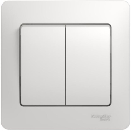 Выключатель встраиваемый 2клавиши, белый, 10A, Sch E Glossa GSL000152