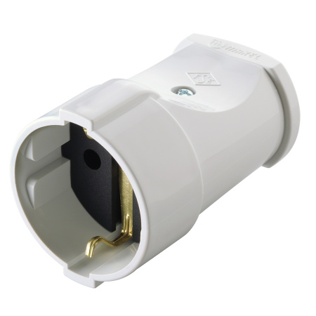 Розетка электрическая кабельная, прямая, 16A, белый, з/к, Makel 10003