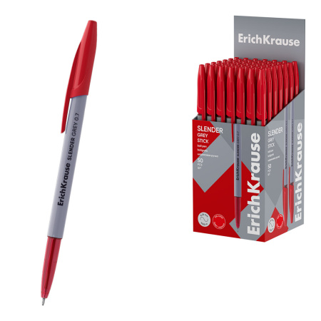 Ручка шариковая Erich Krause "Slender Stick Grey " 0,7мм., красная (63085)